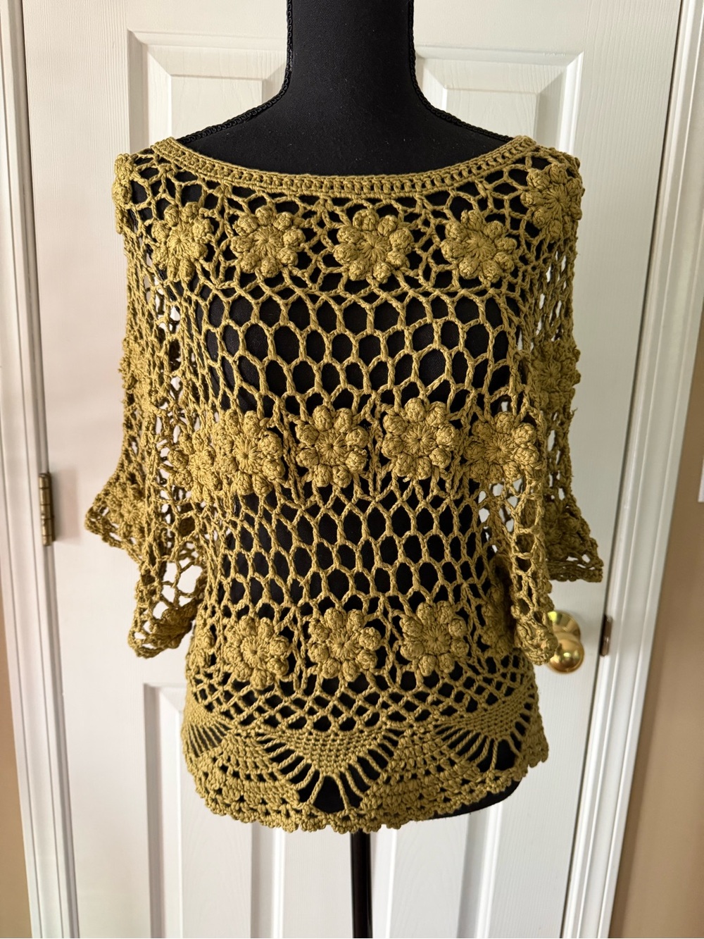 Ya Los Angeles Olive Crochet Floral Open-Knit Top